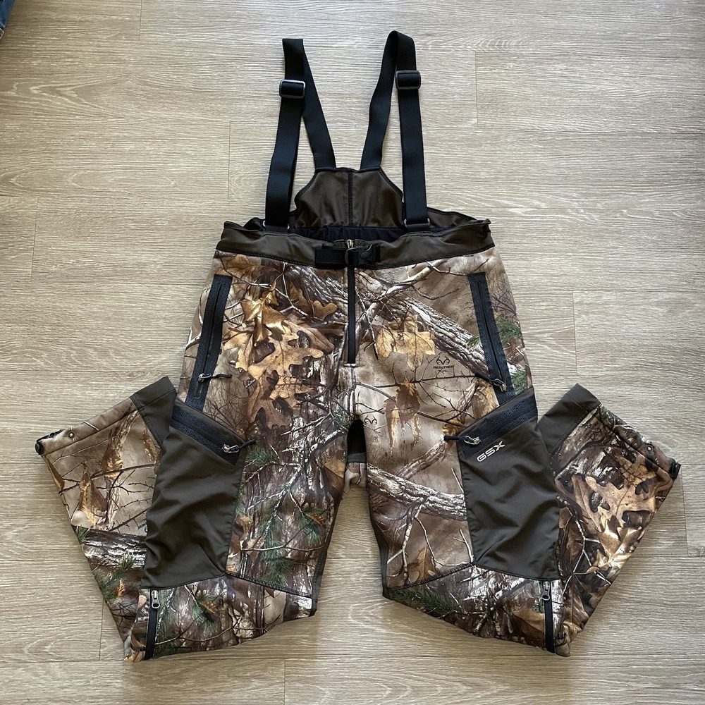 GSX Gander Mountain Camouflage Hunting Bib Overalls Men's L Softshell Real Tree